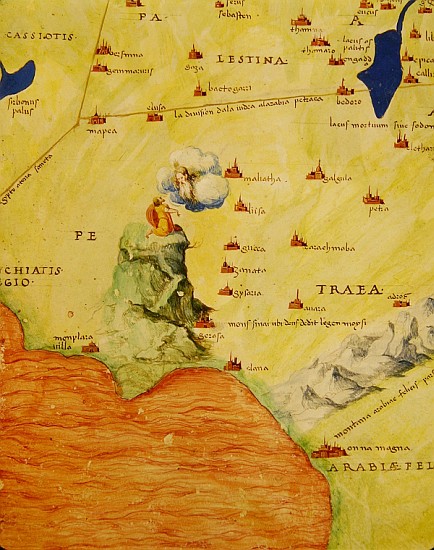 Mount Sinai and the Red Sea, from an Atlas of the World in 33 Maps, Venice, 1st September 1553(detai from Battista Agnese