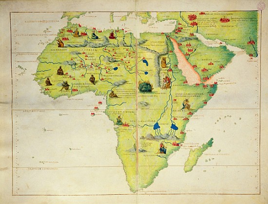 The Continent of Africa, from an Atlas of the World in 33 Maps, Venice, 1st September 1553(see also  from Battista Agnese
