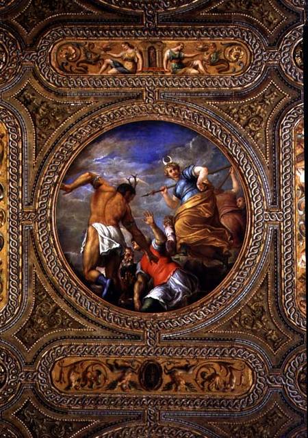 Diana and Actaeon, from the ceiling of the library from Battista Franco