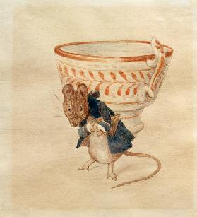 Herr Maus verneigt sich vor einer Teetasse