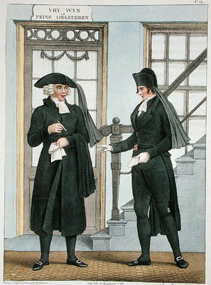 Funeral officials of Amsterdam, illustration from 'Collections des Costumes des Provinces Septentrio from Bendrik Greeven