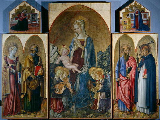 Virgin and Child with angels and saints (oil on panel) from Benedetto Bonfigli