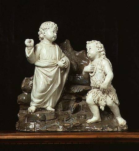 Christ as a boy appearing to the Infant St. John the Baptist, sculpture from Benedetto Buglioni