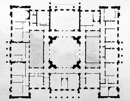 Plan of the Bedchamber floor of a house from Benjamin Dean Wyatt