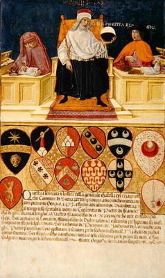 Good government in the public finance office, 1474 (oil on panel) from Benvenuto  di Giovanni