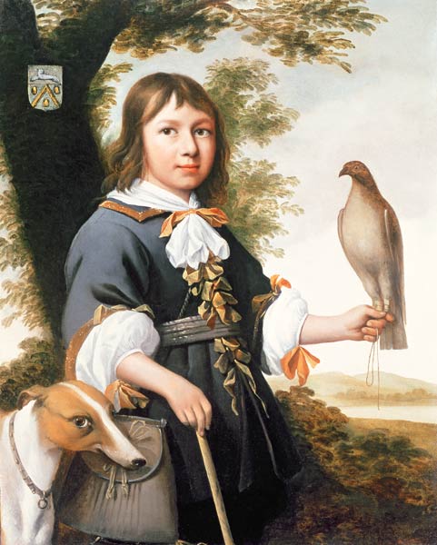 Boy with a falcon and a greyhound from Bernard Vaillant