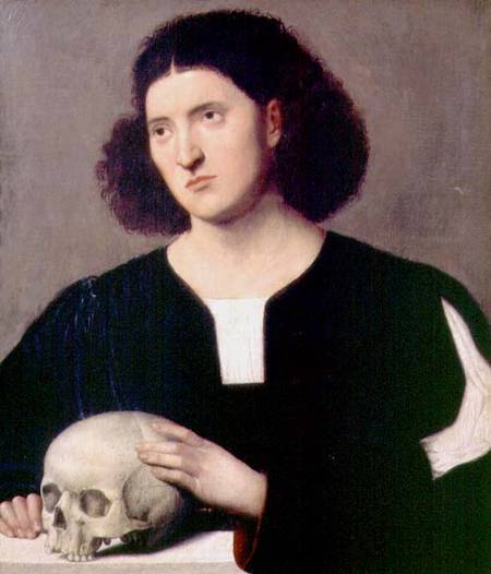 Portrait of a Young Man with a Skull from Bernardino Licinio