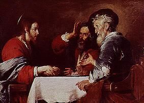 Christ and the disciples in Emmaus. from Bernardo Il Capuccino Strozzi