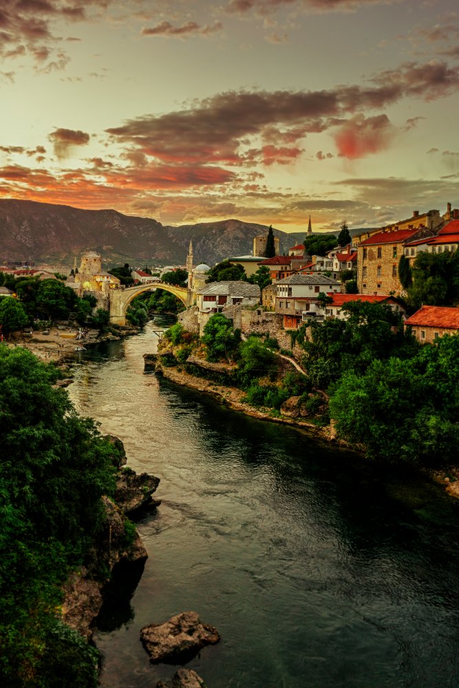Mostar sunset from Bez Dan