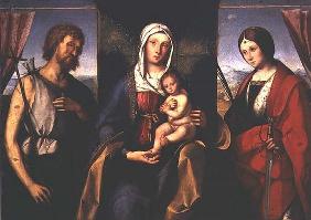Madonna and Child, with SS. Catherine of Alexandria and John the Baptist (panel)