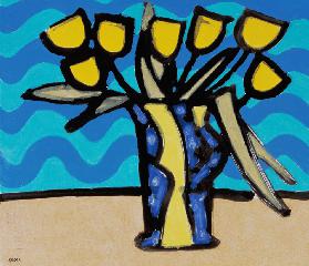 Yellow Tulips, 1996 (oil, pastel and Indian ink on paper) 