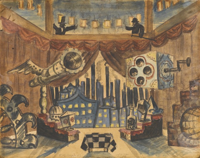 England. Stage design for the theatre play The flea by E. Zamyatin from Boris Michailowitsch Kustodiew