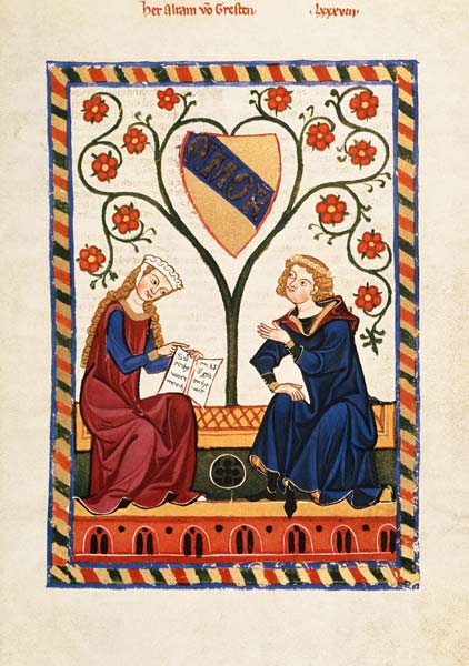 Alram von Gresten mit seiner Dame auf einer Bank from Illumination
