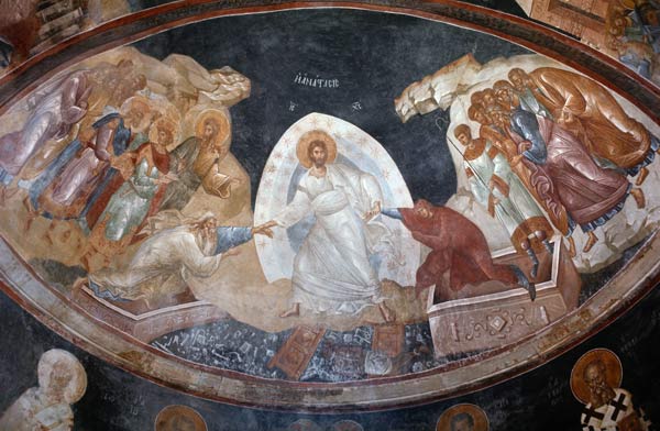 Anastasis in the Parecclesian apse vault from Byzantine