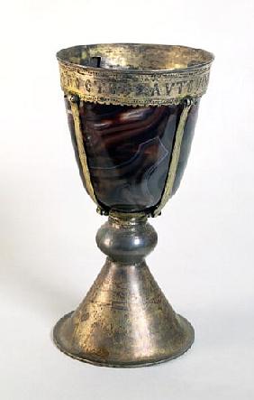 Chalice with jewels and an inscription on the border