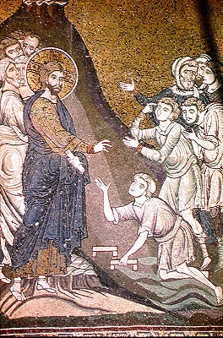 Jesus Healing the Crippled and the Blind from Byzantine School