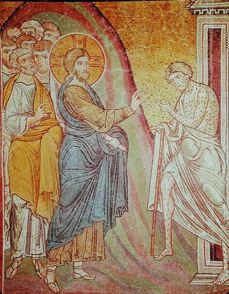 Jesus healing a leper from Byzantine School