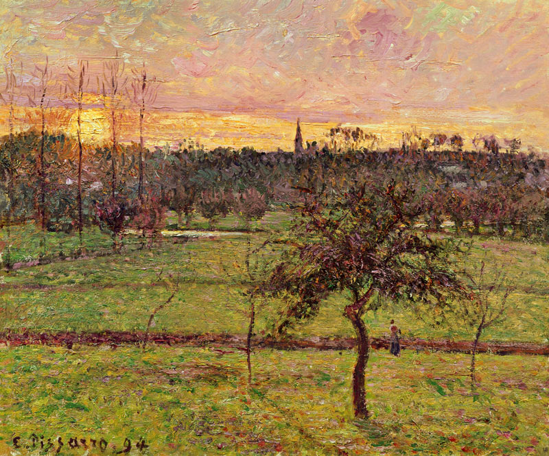 Sunset in Eragny from Camille Pissarro