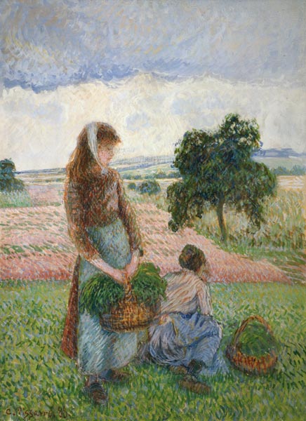 Farmers with baskets from Camille Pissarro