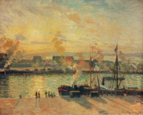 Sunset, port of Rouen from Camille Pissarro