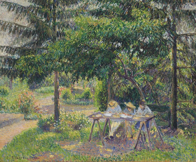 Children seated in the garden at Eragny (Enfants attablés dans le jardin à Eragny) from Camille Pissarro