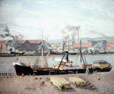 Rouen Port, Unloading Wood from Camille Pissarro