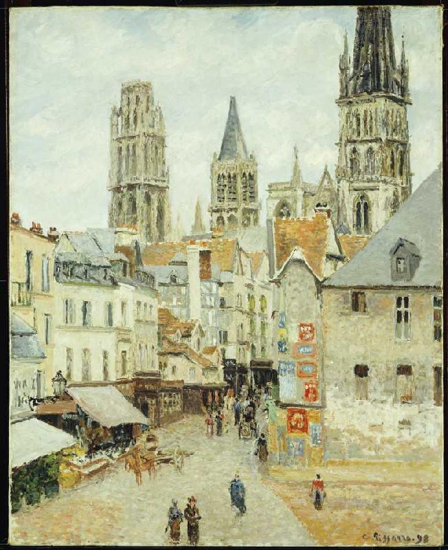 Rue de L'Epicerie in Rouen an einem bedeckten Morgen from Camille Pissarro