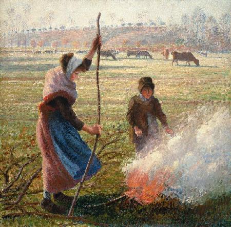 Farmer's wife when burning branches