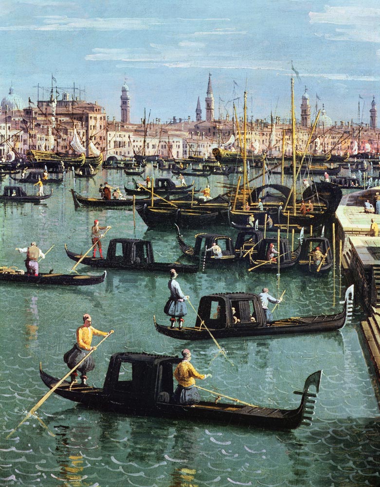 Gondoliers near the Entrance to the Grand Canal and the church of Santa Maria della Salute, Venice ( from Giovanni Antonio Canal (Canaletto)