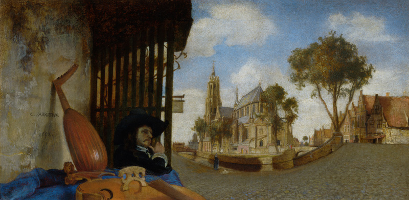 A View of Delft, with a Musical Instrument Seller's Stall from Carel Fabritius