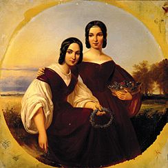 Two girls in front of a summery landscape. from Carl Begas d. Ä.