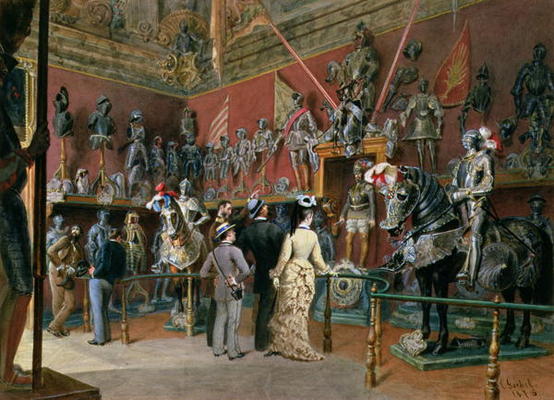 The first Armoury Room of the Ambraser Gallery in the Lower Belvedere, 1875 (w/c) from Carl Goebel