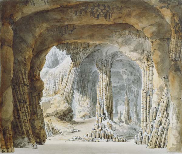 Basalt columns into the Fingalshöhlen from Carl Gustav Carus