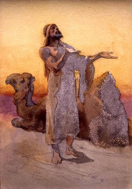 Study of an Arab Praying in the Desert with his Camel from Carl Haag