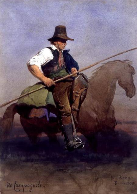 'Un Campagnole', a Roman peasant on horseback from Carl Haag