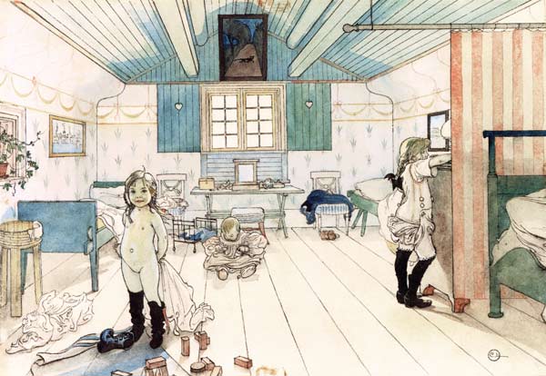 Mamma's and the Small Girl's Room, from 'A Home' series from Carl Larsson