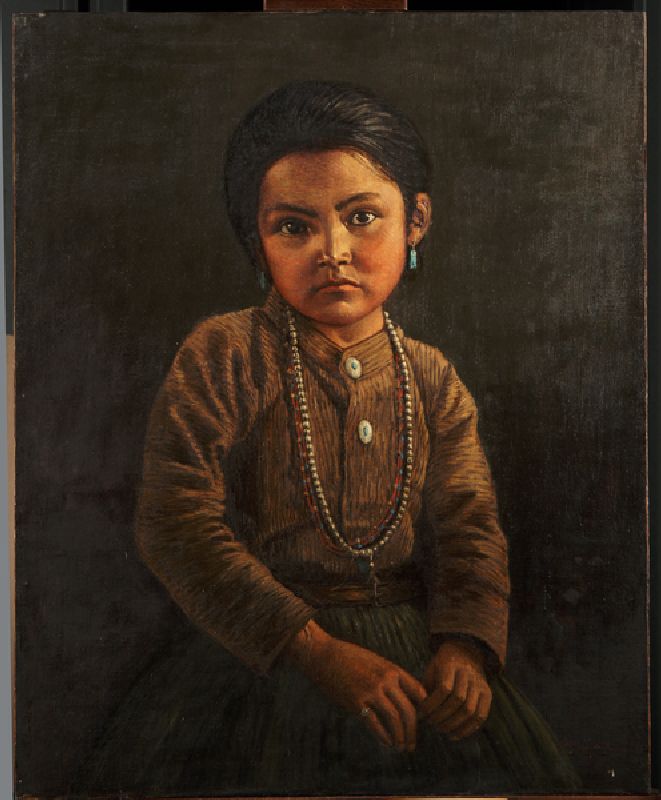 Indian child (oil on canvas mounted on panel) from Carl Moon