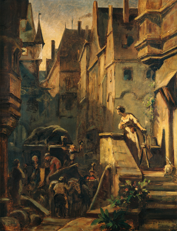 Arrival of the mail car. from Carl Spitzweg