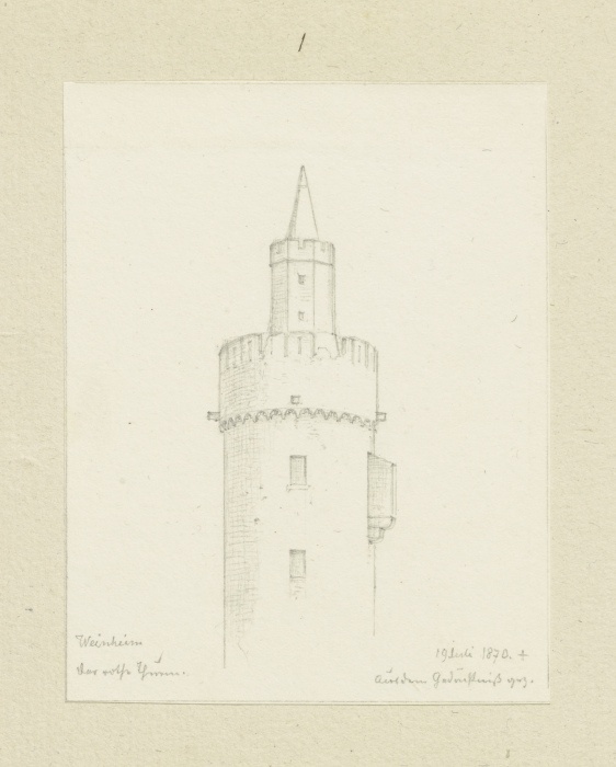 Der rote Turm in Weinheim from Carl Theodor Reiffenstein