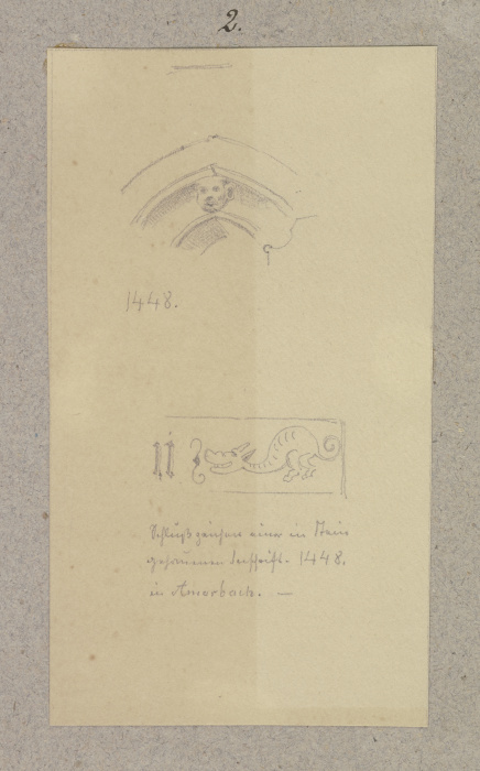 Figürlich verzierter Scheitel einer gotischen Maueröffnung und das Schlußzeichen einer in Stein geha from Carl Theodor Reiffenstein