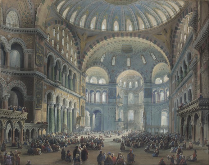 Interior of the Hagia Sophia in Constantinople from Carlo Bossoli