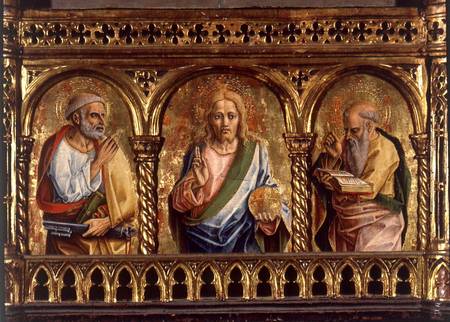 Christ with St. Peter and St. Paul, detail from the Sant'Emidio polyptych from Carlo Crivelli