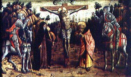 The Crucifixion, central left hand predella panel from the San Silvestro polyptych from Carlo Crivelli