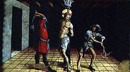 The Flagellation of Christ, central right hand predella panel from the San Silvestro polyptych from Carlo Crivelli