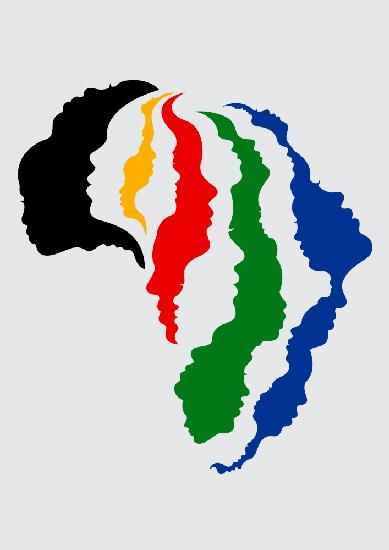 Africa continent colour face profiles