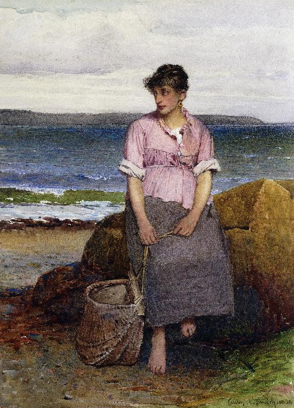 Ein junges Fischermädchen am Meer (A Young Fishergirl by the Sea) from Carlton Alfred Smith