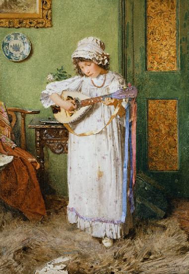 Mandoline spielendes Mädchen