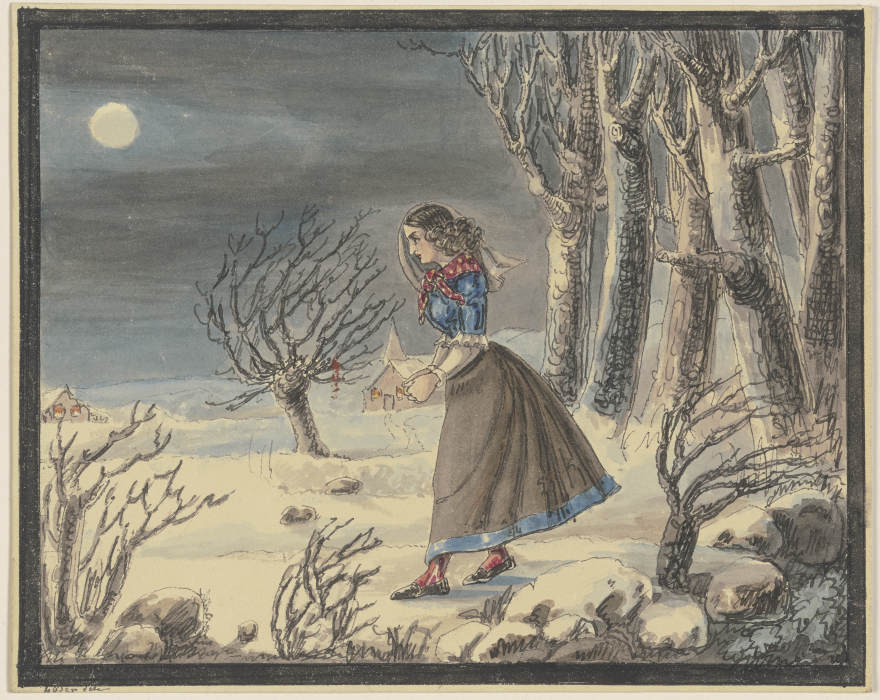 Die Dichterin Anna Louise Karsch in einer Winterlandschaft bei Vollmond from Caroline Pierson