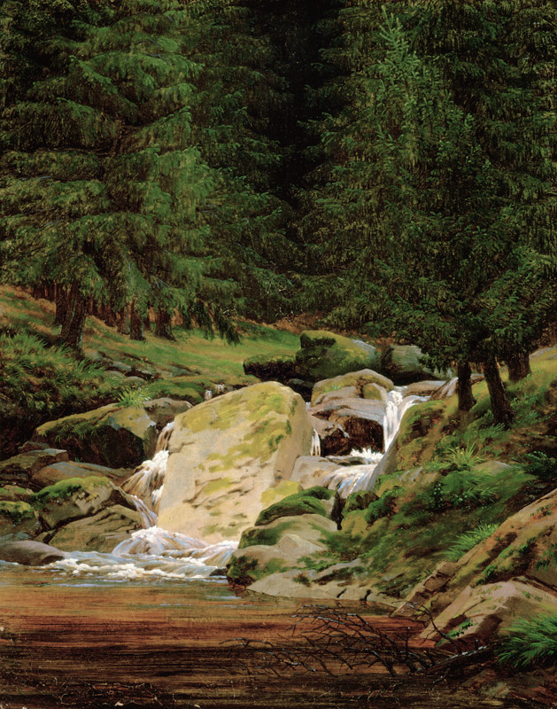 The Evergreens by the Waterfall from Caspar David Friedrich