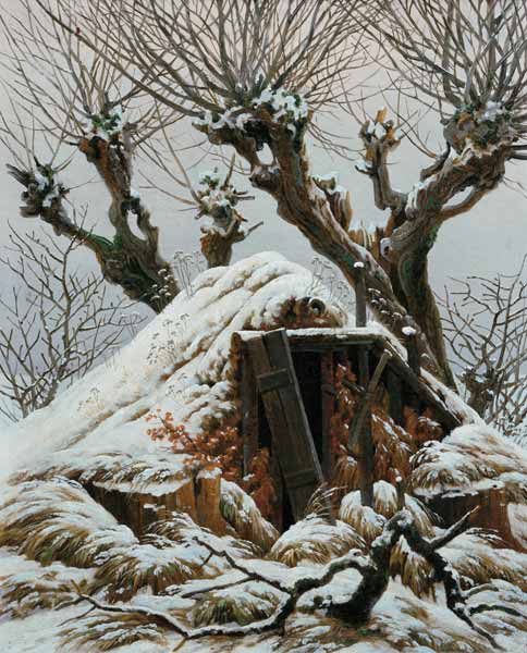 Snow-covered huts from Caspar David Friedrich
